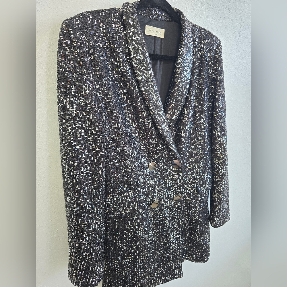 Saints & Hearts Black Ready For Business Sequin Blazer Dress Size Large - Picture 6 of 13